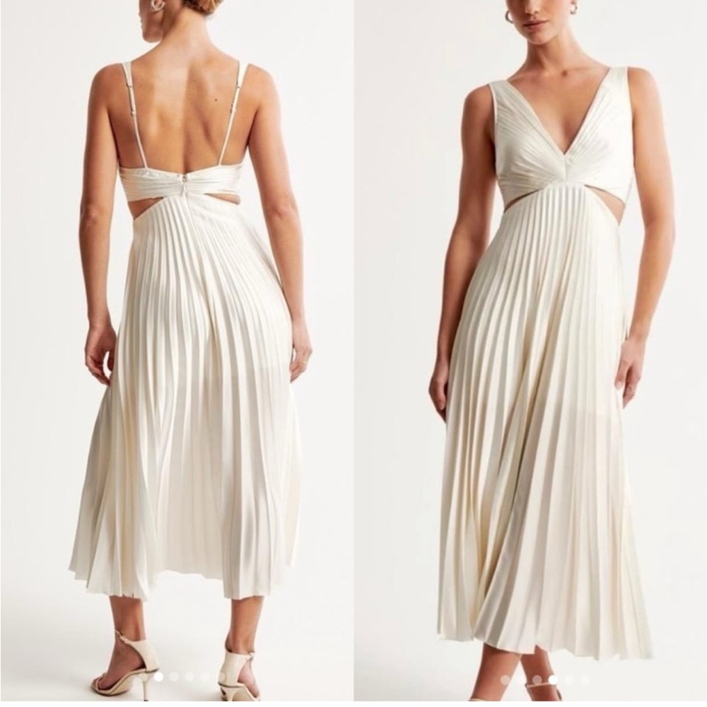 Abercrombie & Fitch Cream Backless Pleated silk Sundress